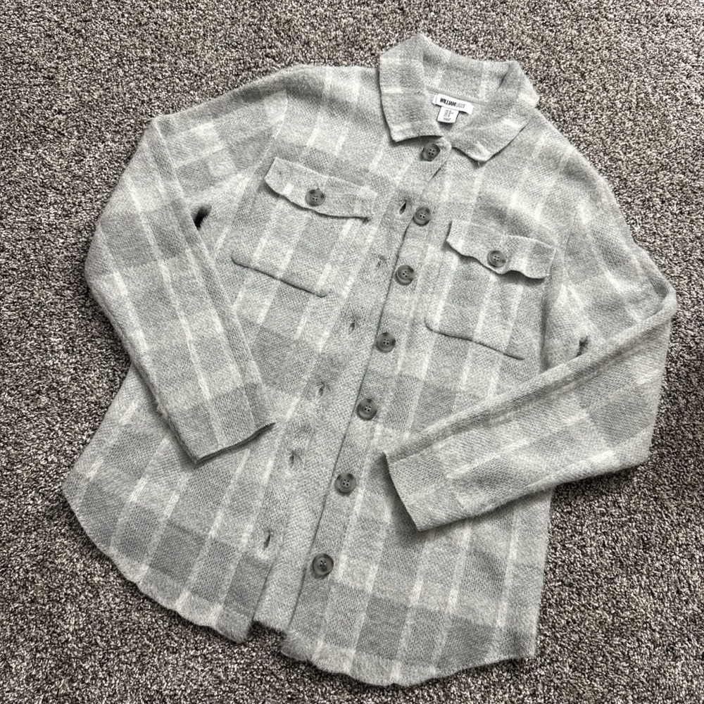 William Rast Light Gray Plaid Shirt Jacket